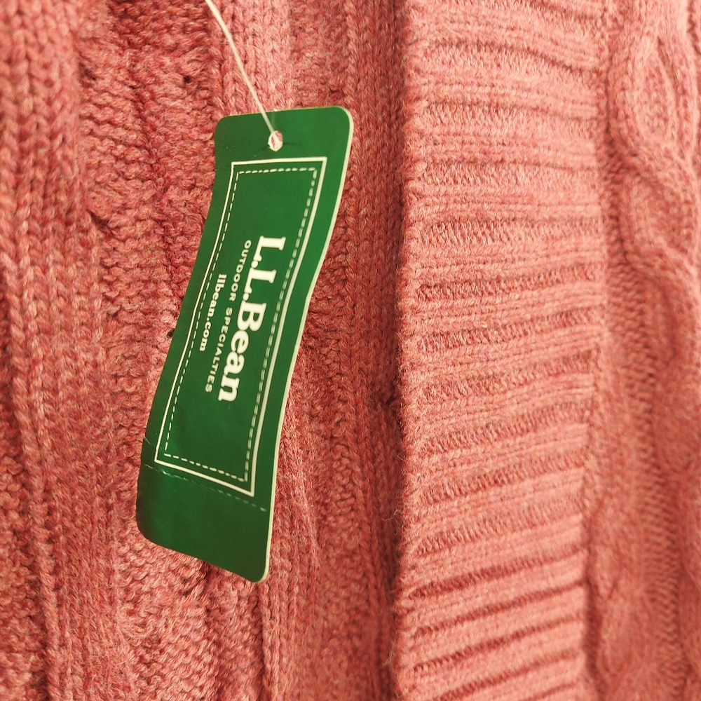 L.L. Bean Cardigan Sweater Double L Cableknit Open - Picture 2 of 8